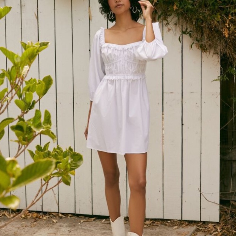 FINAL ClearOut! Smocked Mini White Dress XS